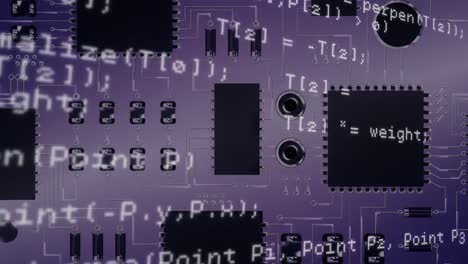 data on purple circuit board