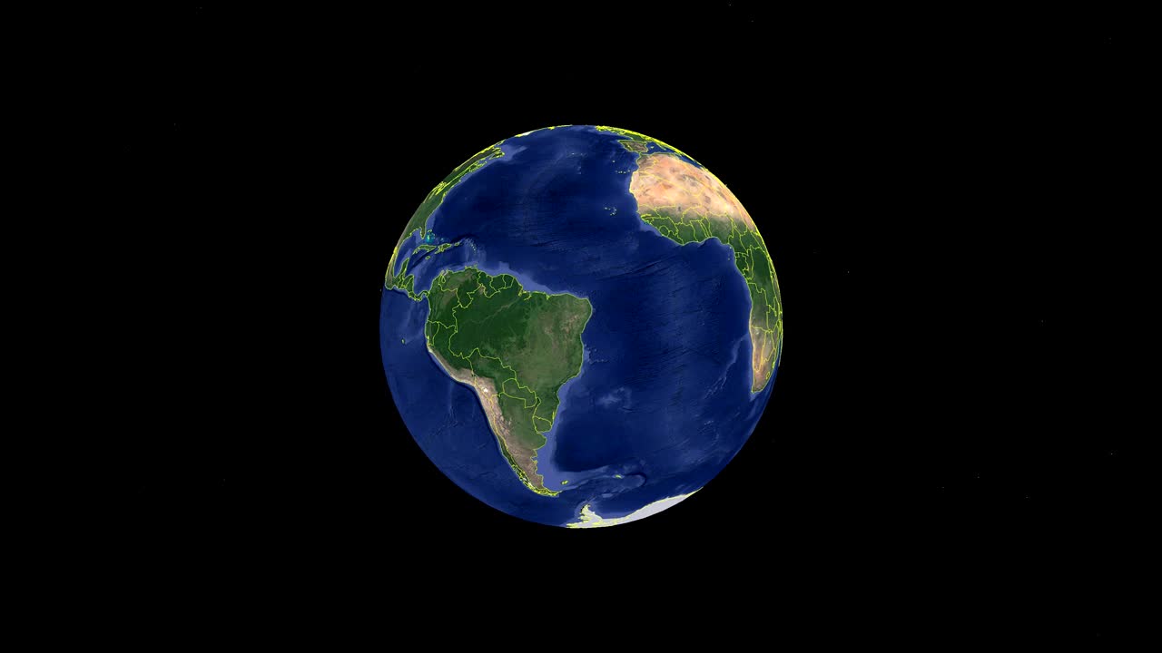 South Africa with flag. 3d earth in space - zoom in South Africa outer