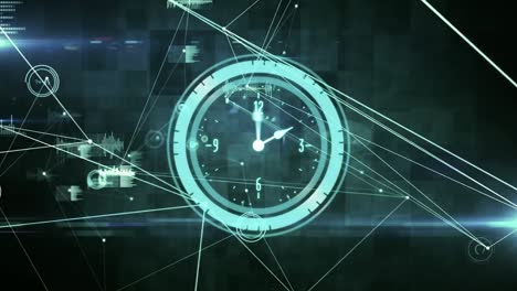 animación de la red de conexiones durante el reloj moviéndose rápidamente
