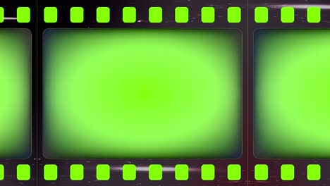 pantallas verdes con ranuras o tiras de película negativa perforadas, superficie de fuga de luz
