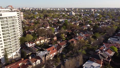 Aerial-panoramic-view-of-residential-area-Vicente-Lopez-in-Buenos-Aires,-Argentine