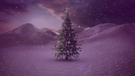 Animation-Einer-Winterlandschaft-Mit-Weihnachtsbaum