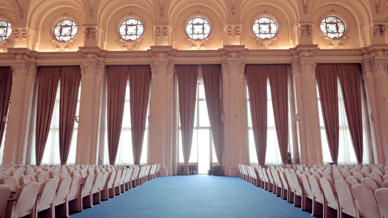 The inside of the Palace of Parliament in Bucharest, Romania