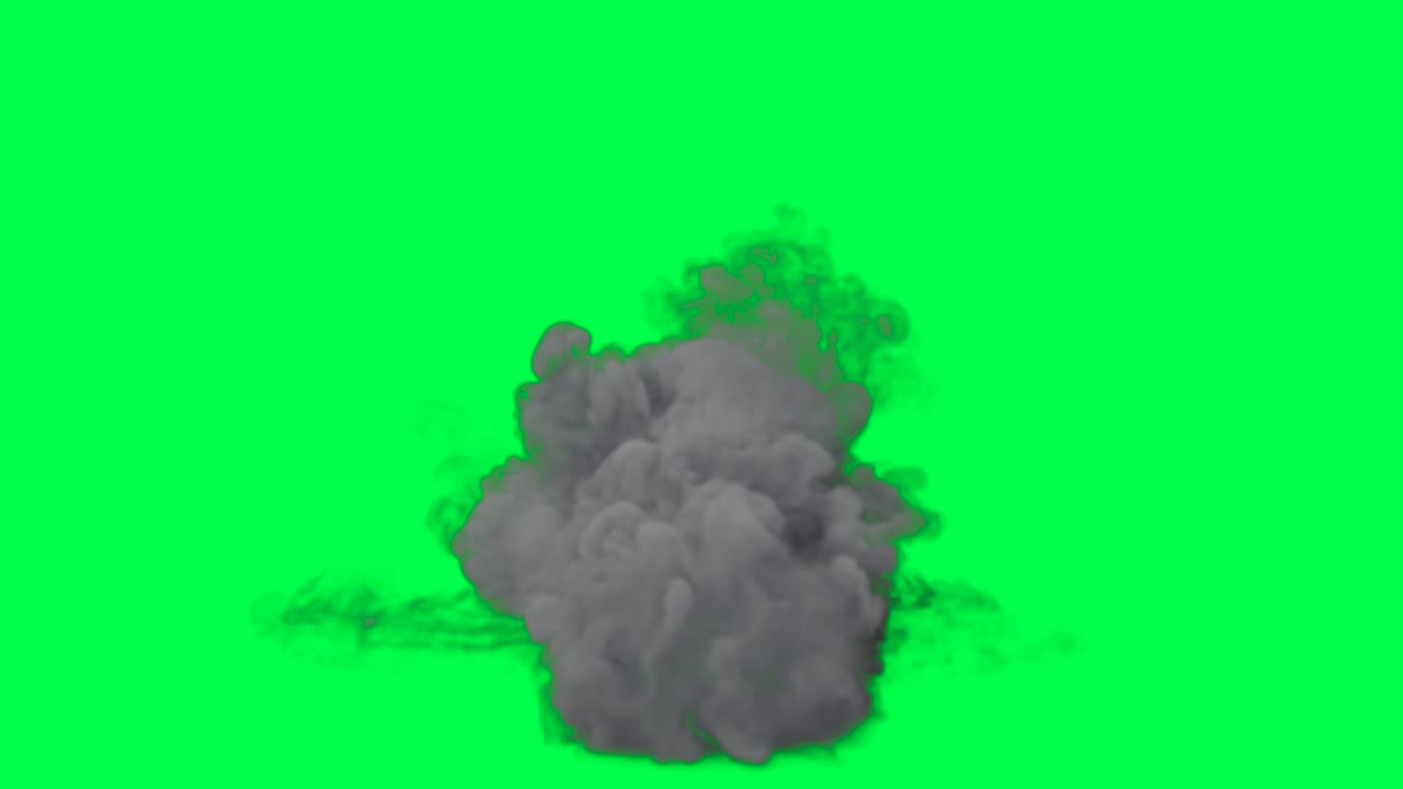 explosión de humo gris en pantalla verde