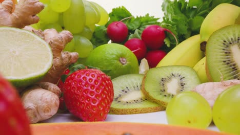 fresh fruits and vegetables on table