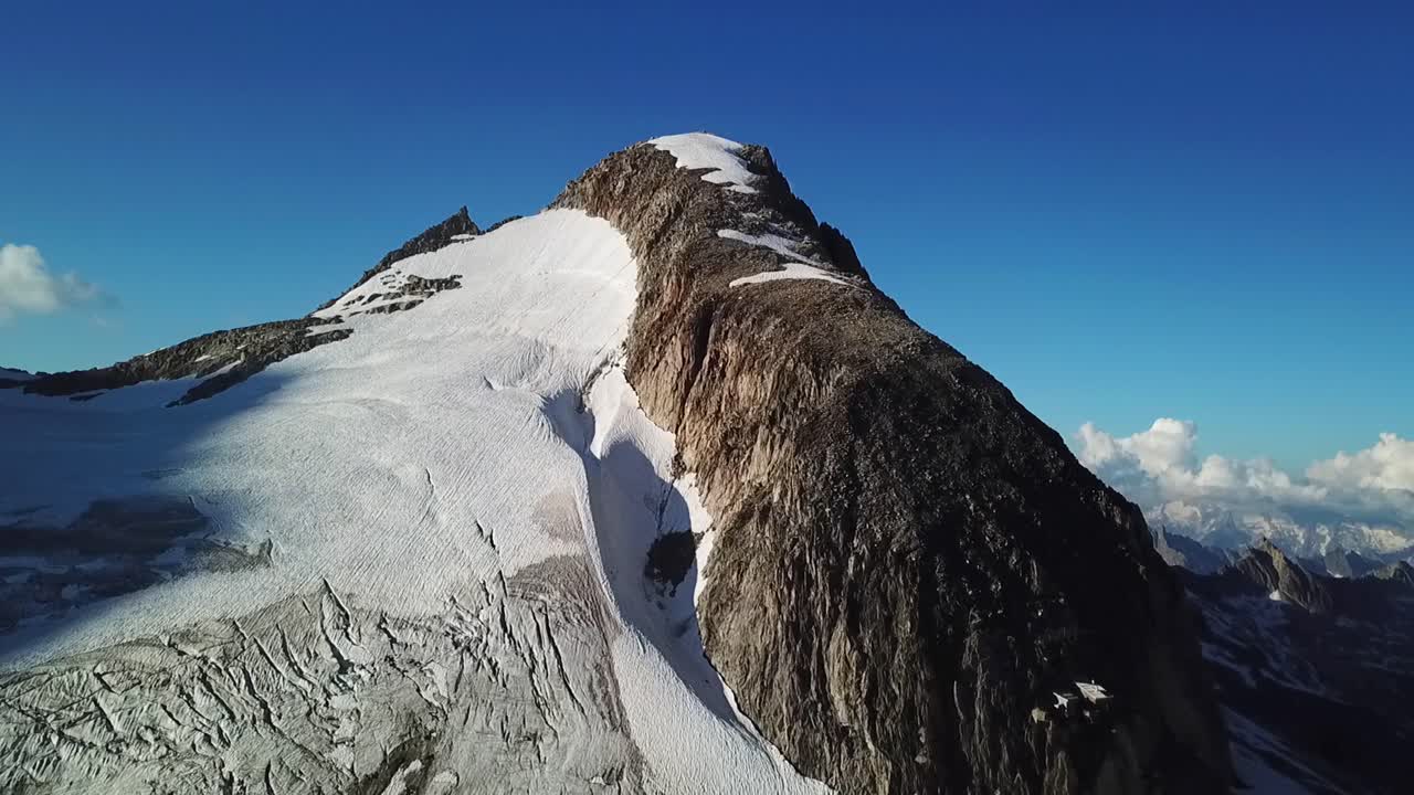 Aerial view of the top of Oberhaarhorn glacier (Gletscher), Switzerland