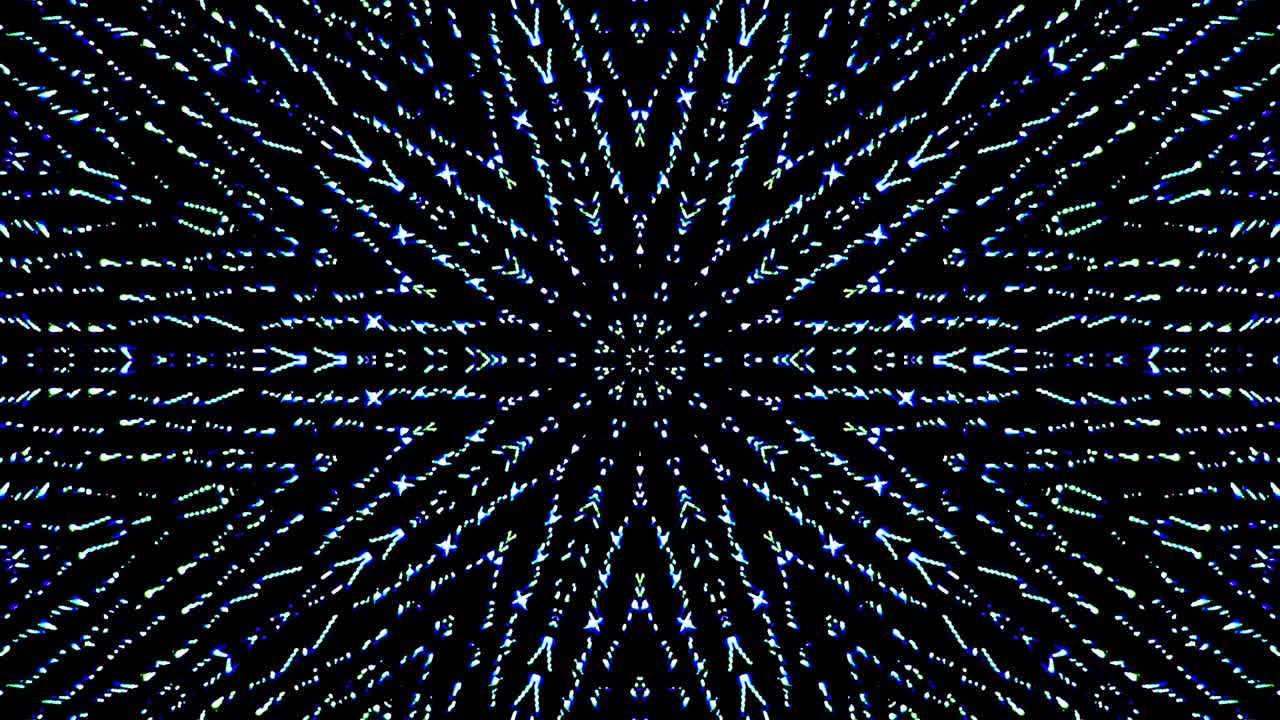 shining bright lines set blue wave motion, colorful, on black background