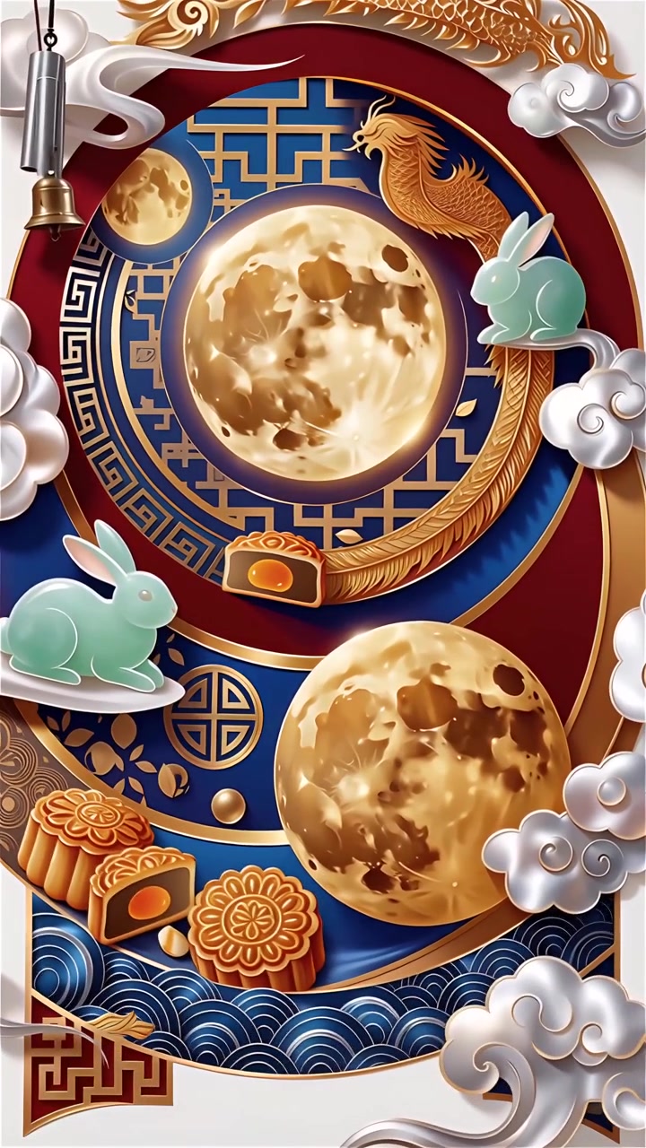 Festa di Metà Autunno: Lanterne della Luna Piena e Torte della Luna Tradizionali 4K