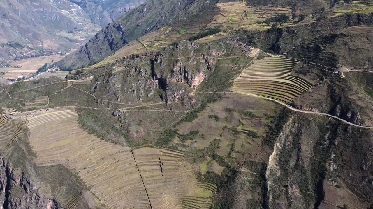 Aerial View of Ancient Inca Terraces in Peru's Sacred Valley