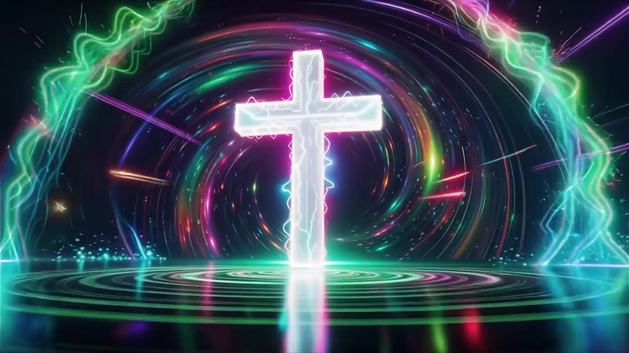 Cruz Cristiana con Luz Celestial, Fondo para Adoración.