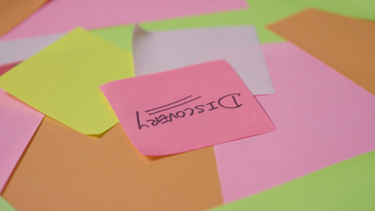 Business Concept Of Revolving Sticky Notes With Discovery Written On Top Note 1