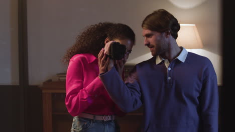 Two friends talking at home