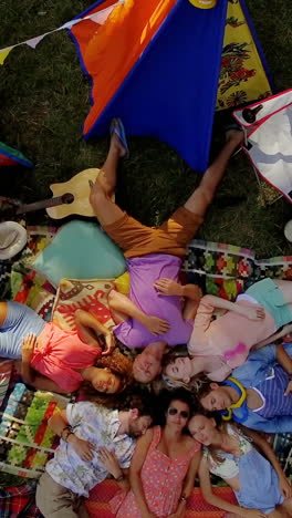 friends lying on grass