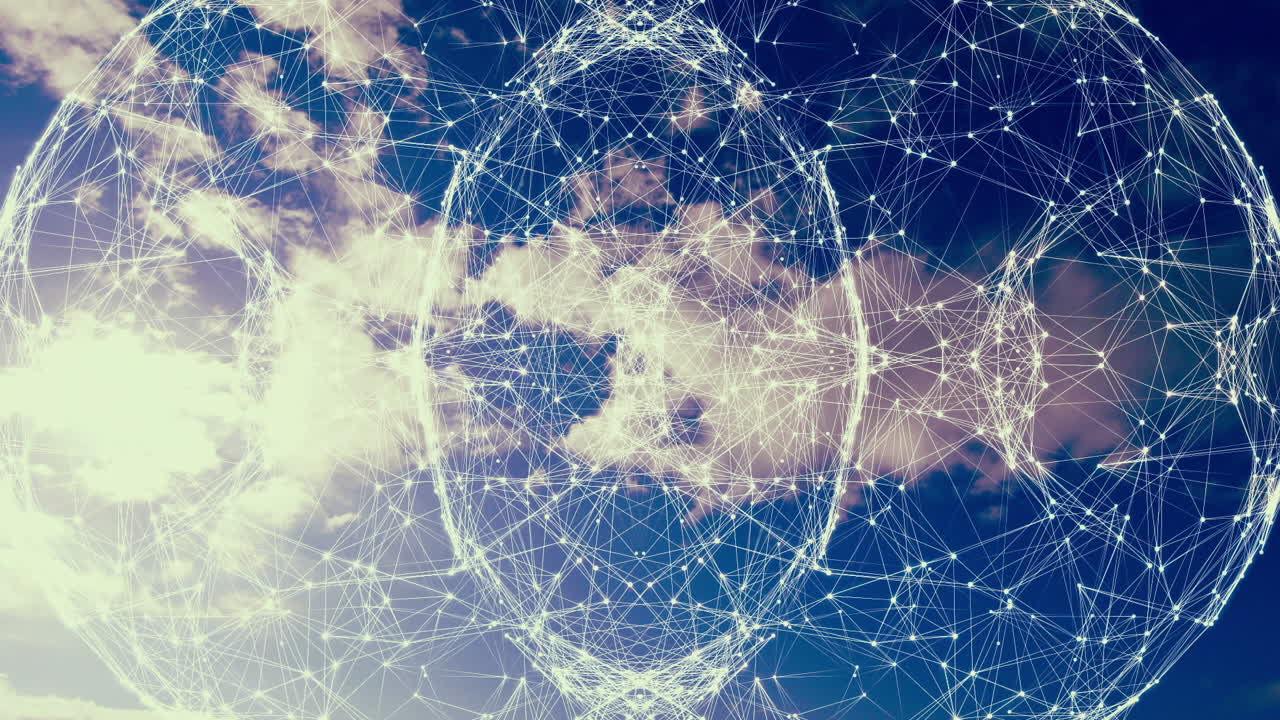 Mirror image pattern moving over cloudy sky