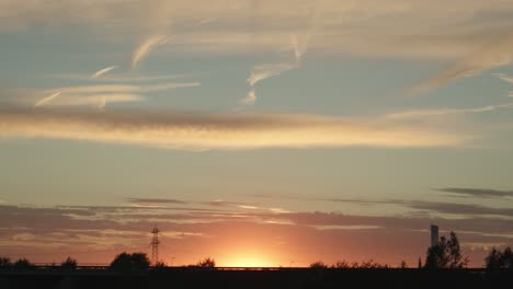 stunning landscape at sunset. countryside road. static