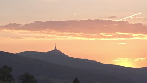 sunset over jested tower, czech republic, liberec