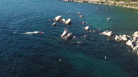 aerial view on sand harbor beach on lake tahoe