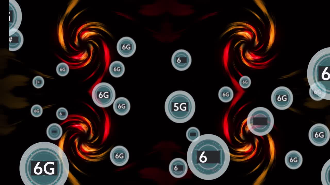 animación de textos de 6g sobre formas