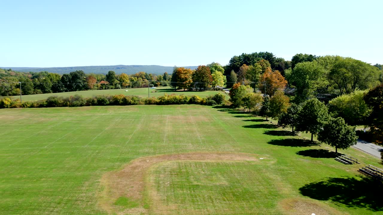 Scenic aerial view of Groff Park in Amherst Massachusetts on a sunny day