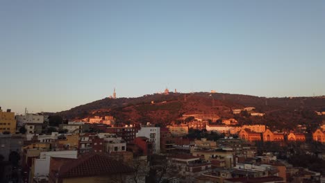 Sunrise-Revealed-Time-Lapse-of-Tibidabo-Hills-Overlooking-Barcelona-Urban-Area-Serra-de-Collserola-Catalonia-Spain