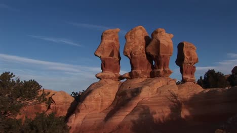 longshot of unusual rock formations in canyonlands national park in utah