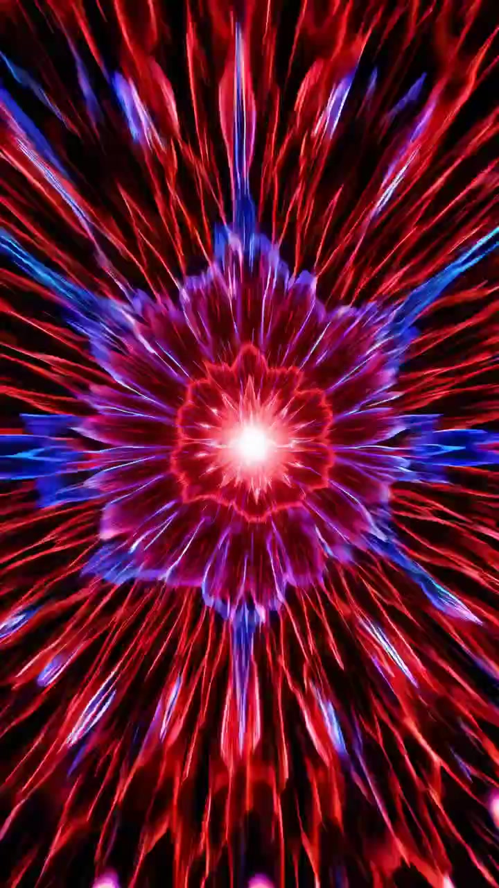Abstract Pulsing Light Explosion in Blue and Red