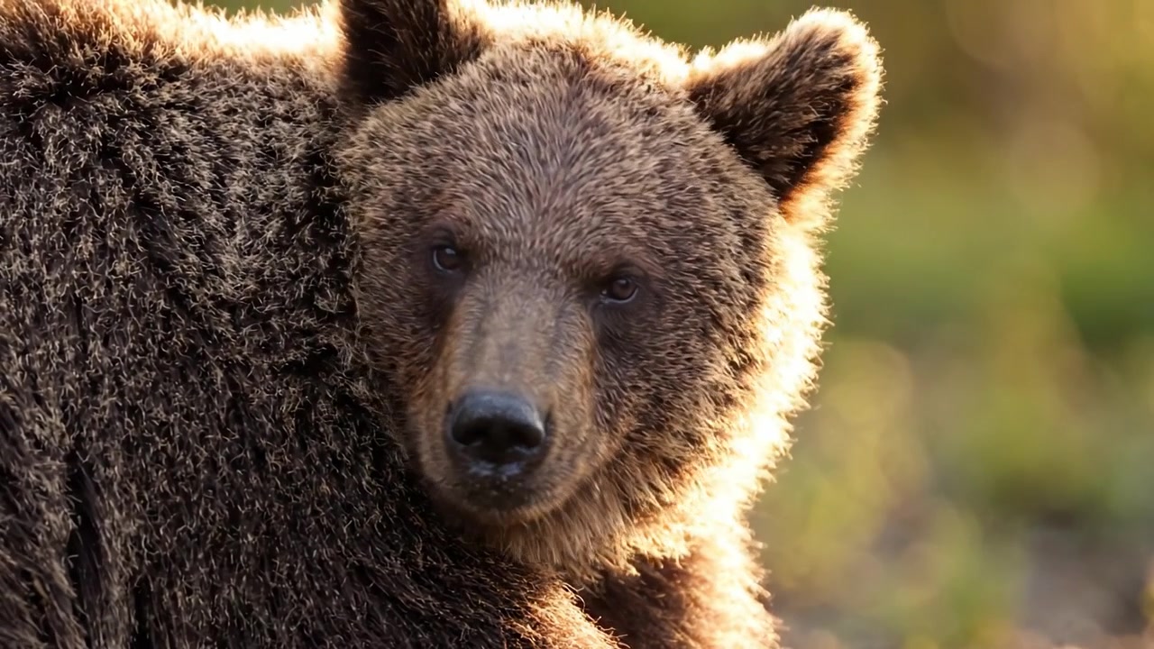 Primo piano di un orso maestoso nel suo habitat naturale, che cattura la bellezza e i dettagli della fauna selvatica in un glorioso momento di serenità e grazia