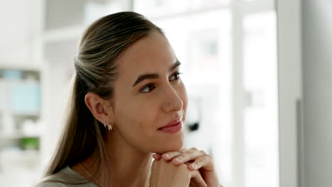 woman, happy and computer video conference