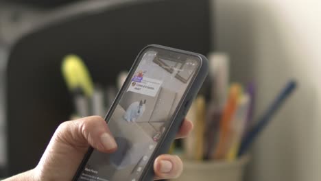 woman watching a cute rabbit video on tiktok