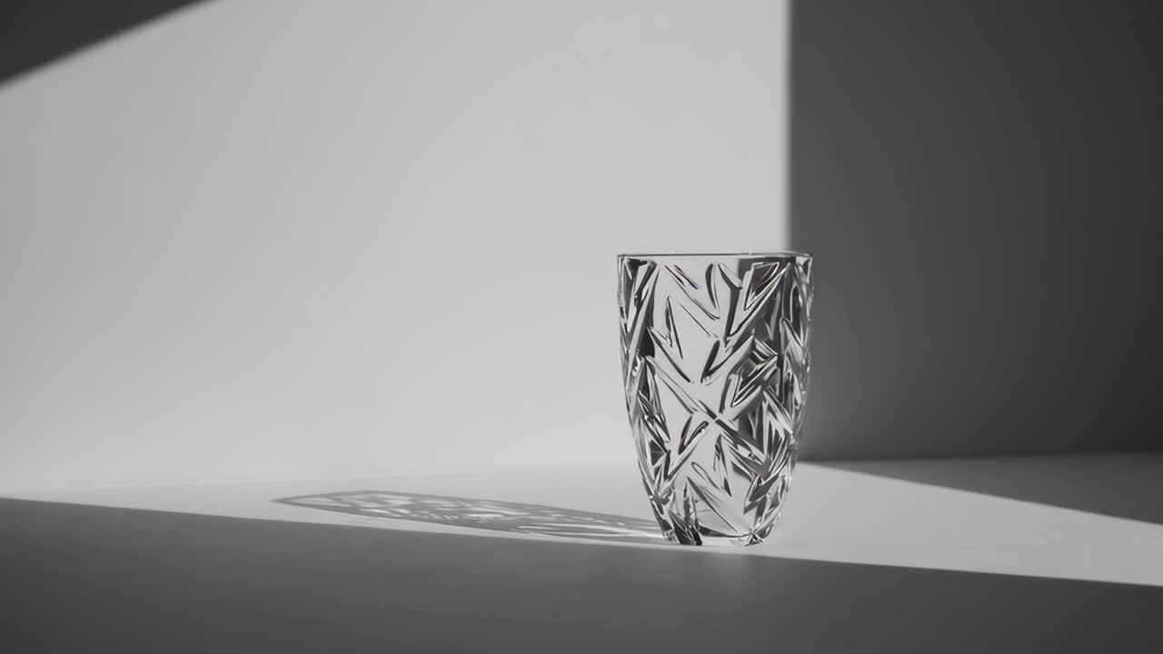 Elegant Crystal Vase with Shadow Play