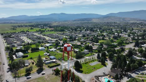 Drone-shot-of-a-water-tower-above-Spokane-Valley