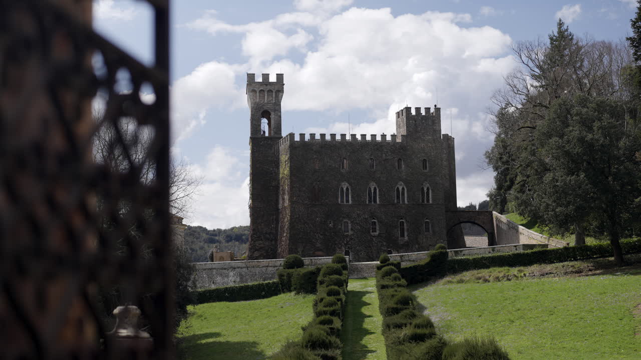 Ancient Castle in a Lush Garden