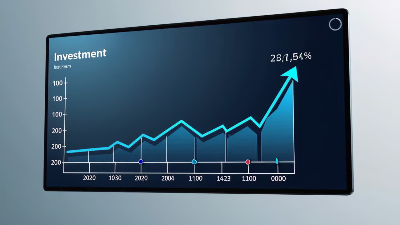 Investment Growth Chart on Digital Display
