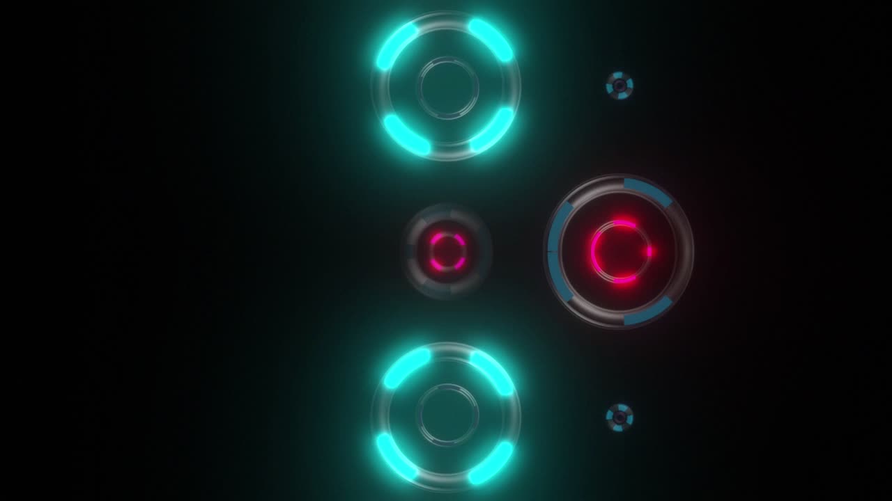 Glowing Neon Rings on Black Background