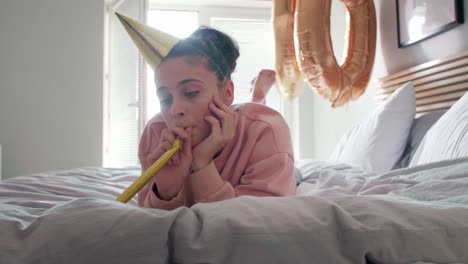 young woman celebrating her birthday alone