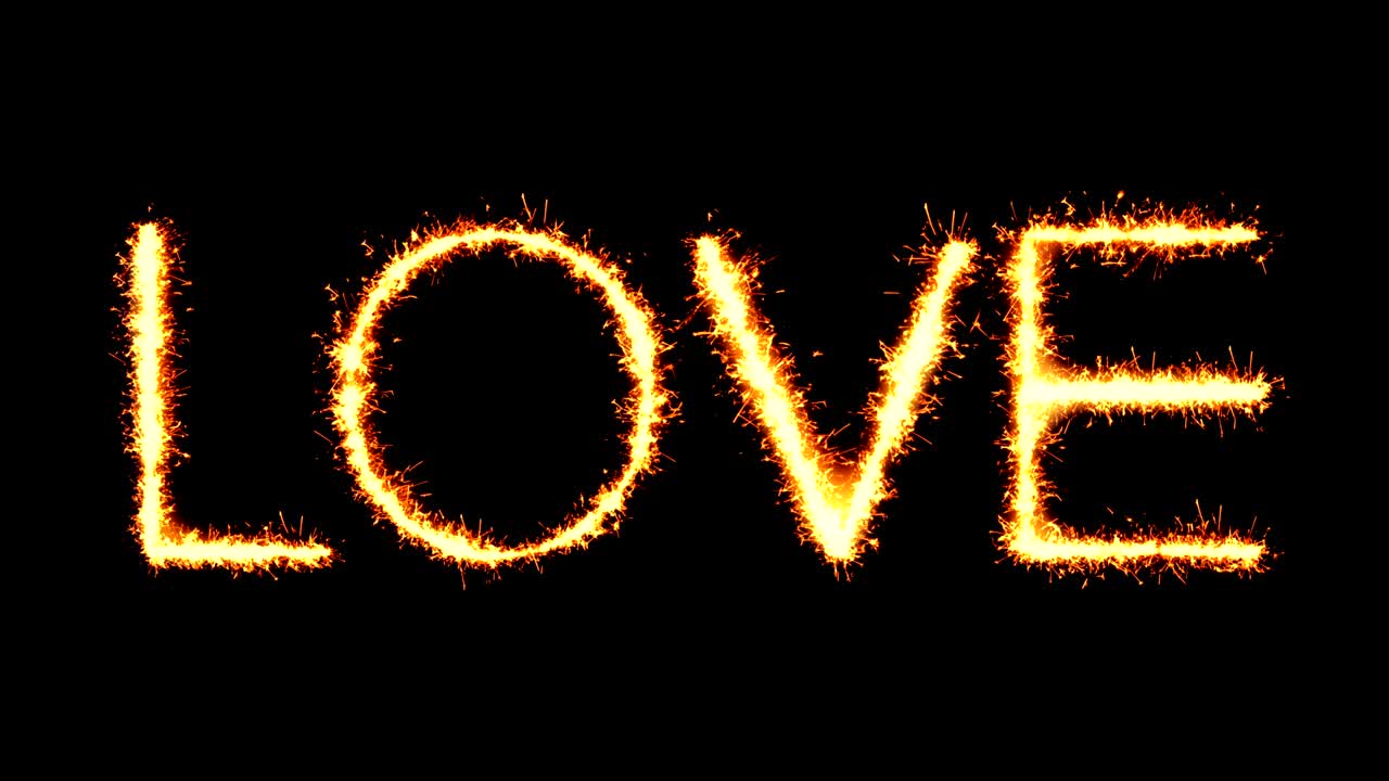 el texto del amor chispas brillantes chispas de fuego bucle de animación