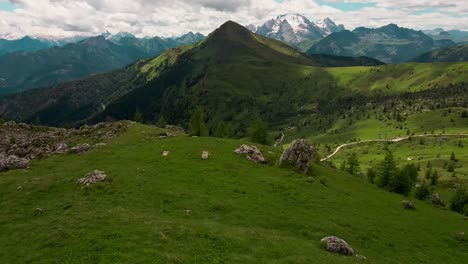 Aerial-view-of-Passo-di-Giau:-stunning-alpine-landscapes-in-Italy