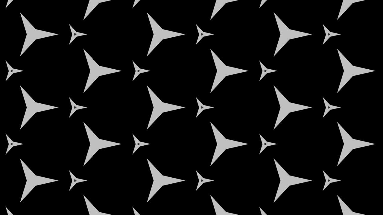 patrón gráfico en blanco y negro con efecto estroboscópico e hipnótico, mientras aumenta en tamaño y luego lo reduce.