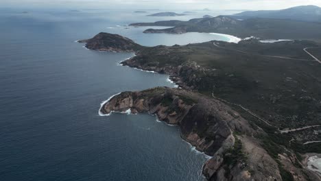 Aerial-top-down-of-Coastline-with-ocean-at-sunny-day