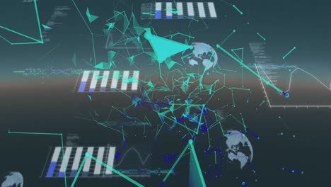 animación de la red de conexiones a través de una pantalla digital