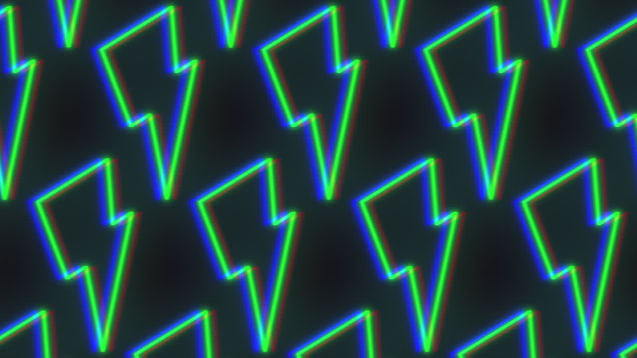 어두운 검은 공간에 네온 벼락 패턴