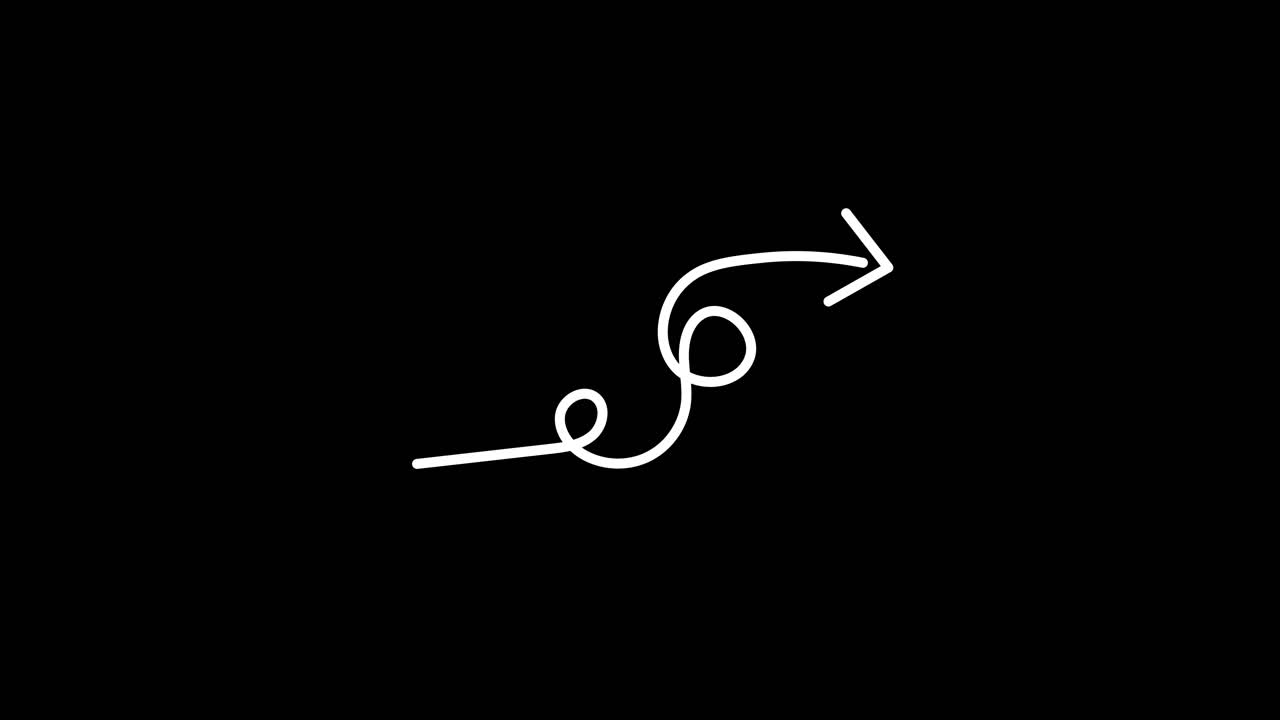 Animated White Arrow Drawing Itself with Spiral Path