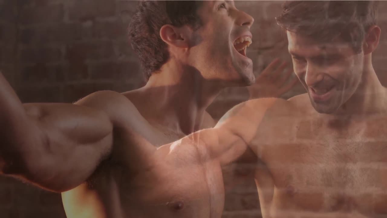 체육관 에서 운동 하는 백인 남성 의 애니메이션