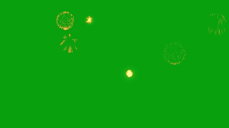 Fireworks display on a green screen