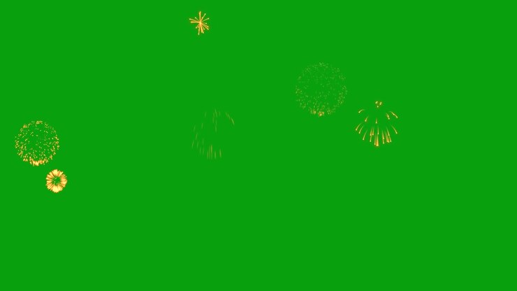 Fireworks display on a green screen