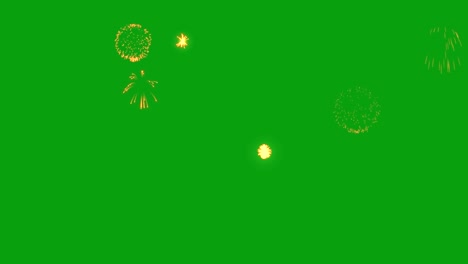 fireworks display on a green screen