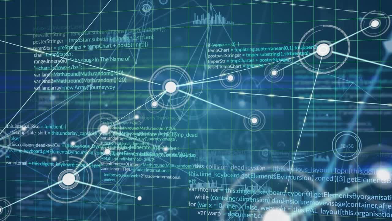 En digital grænseflade med globale forbindelser og databehandling.