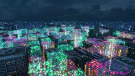 future smart city cyber space buildings landscape animation