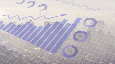 animación del procesamiento de datos financieros en el fondo de la cuadrícula