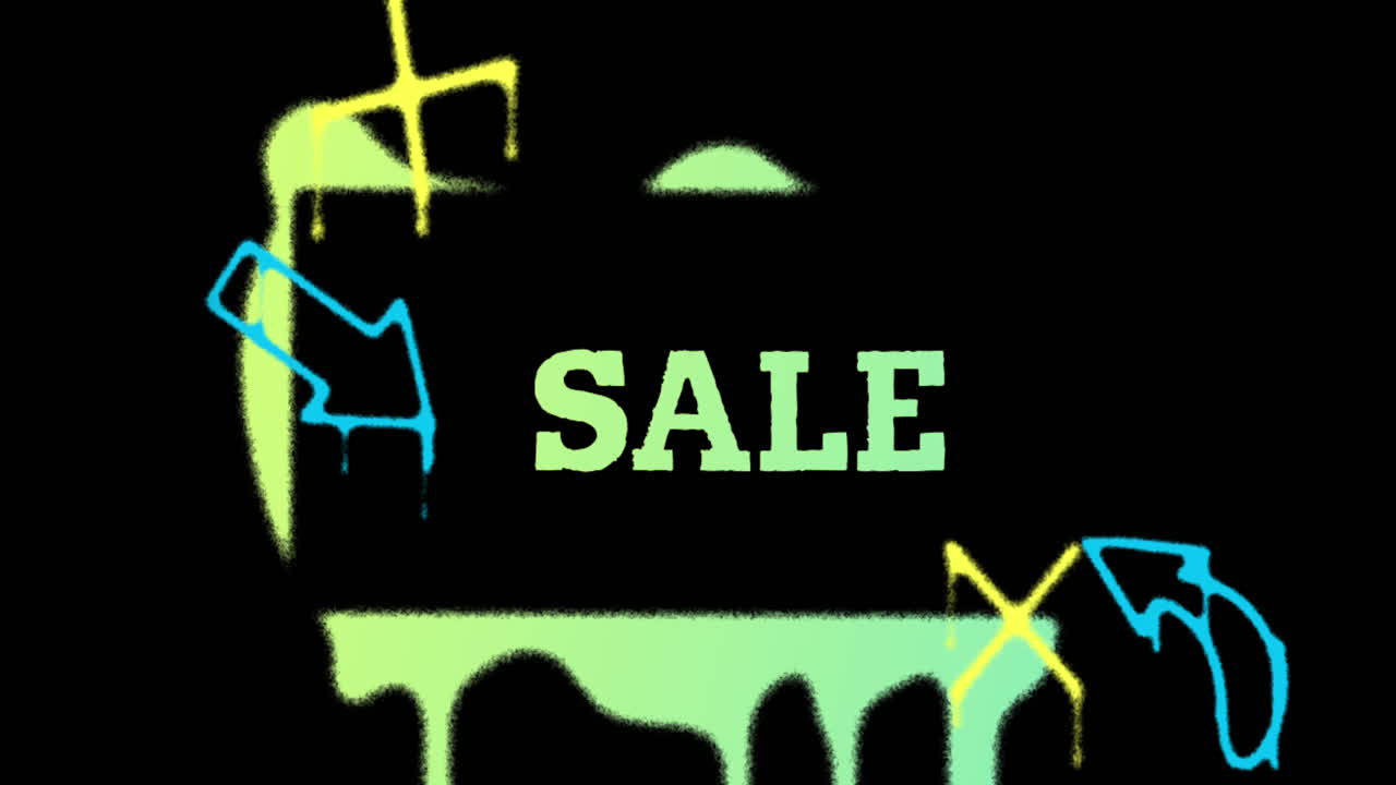 녹색 페인트로 판매 단어 그림